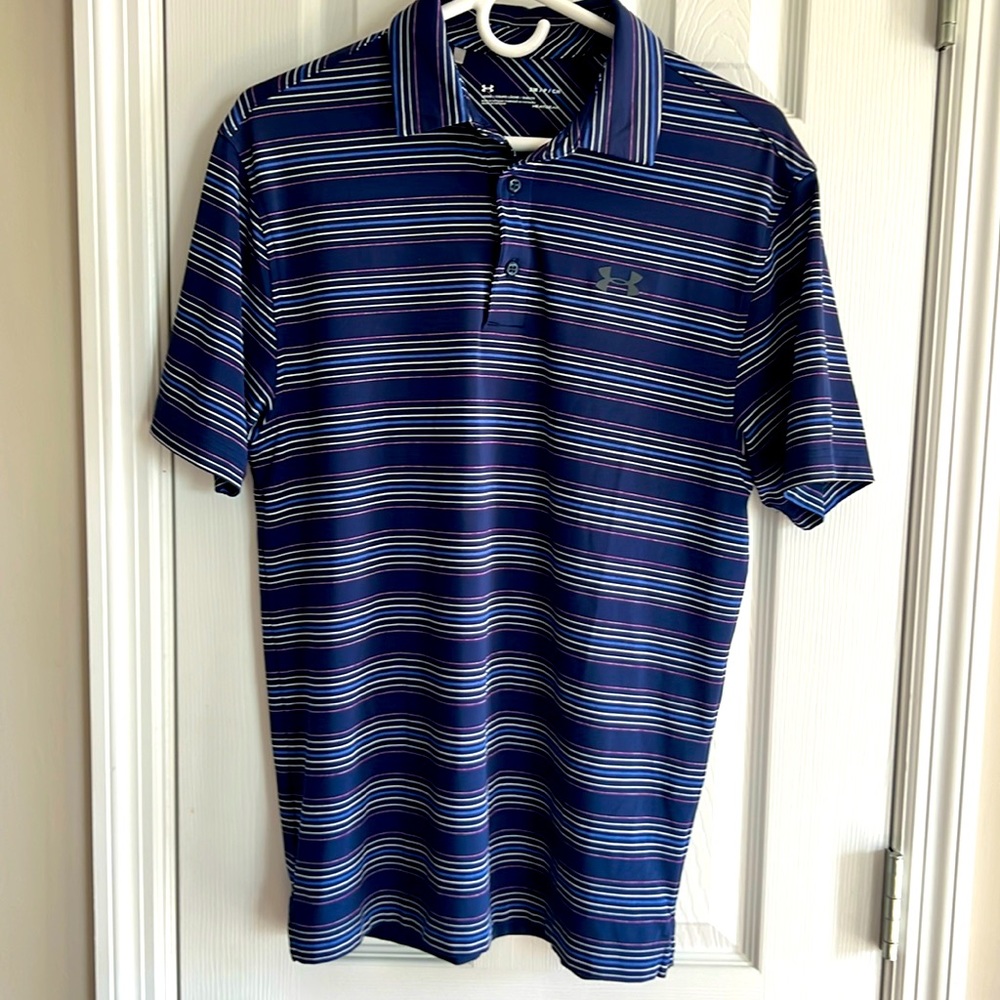 Striped Under Armour Golf Polo